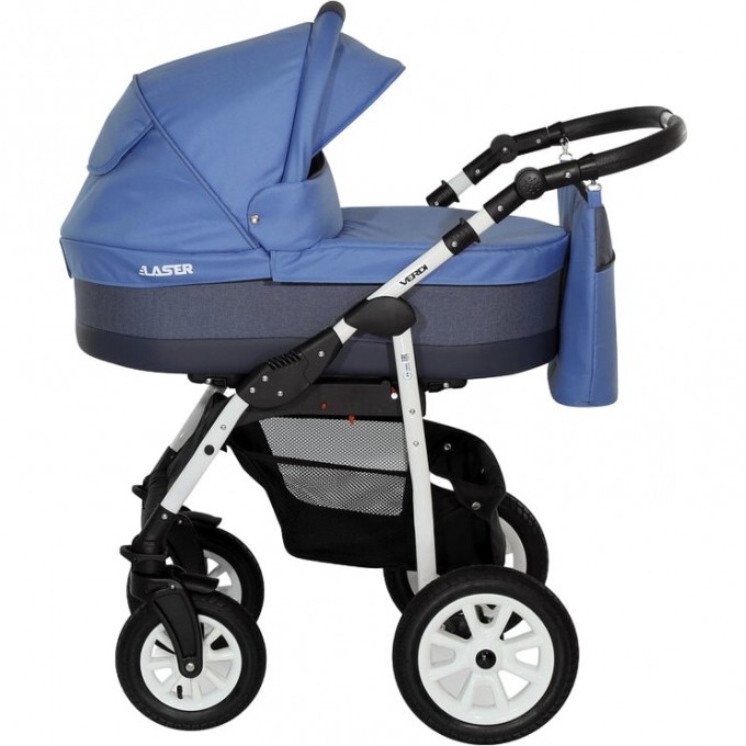 Коляска VERDI Laser 3 в 1, светло-синий с темно-синей полосой 2790000064543